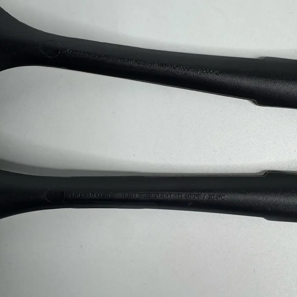 Set of 2 Utensils Black Plastic Slotted Serving Spoons, Heat Resistant USA